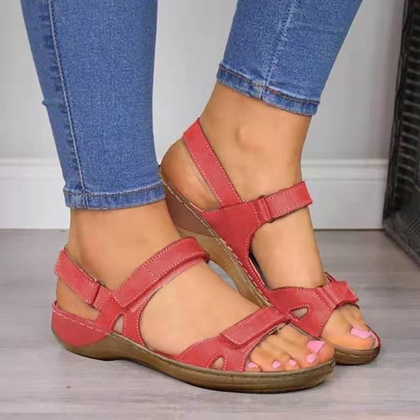 Orthopedic Wedge Sandals for Women Open Toe Ankle Strap Platform Sandals