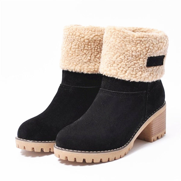 Women's Fleece Lined Chunky Heel Snow Boots