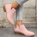 LAST DAY 75% OFF-Women's Comfortable Low Heel Ankle Zipper Chunky Boots