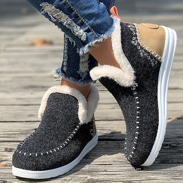 LAST DAY 50% OFF-Women's Comfort Winter Flat Faux Fur Snow Boots