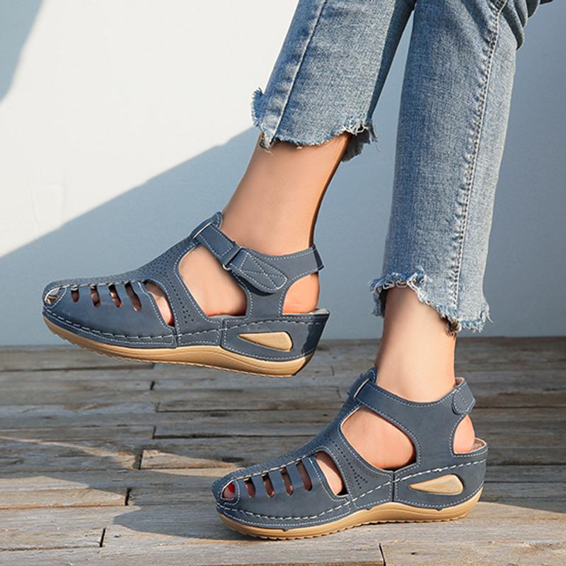 Women's Casual Bohemia Gladiator Wedge Shoes Comfortable Ankle Strap Outdoor Platform Sandals