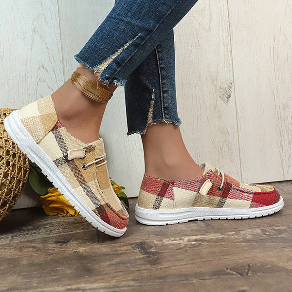 🔥LAST DAY 50% OFF - Women's Casual Comfy Lightweight Plaid Canvas Shoes