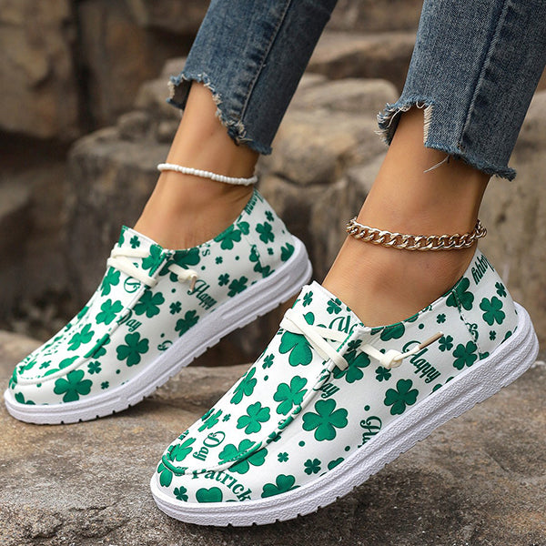 🔥LAST DAY 50% OFF - Women's Casual Comfy Lightweight Four-Leaf Clover Print Canvas Shoes