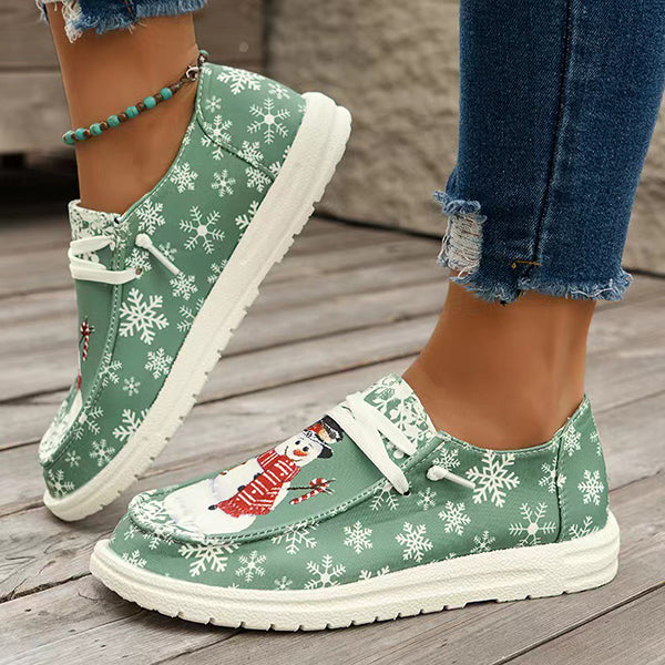 🔥LAST DAY 70% OFF - Women's Casual Comfy Snowman Pattern Canvas Shoes