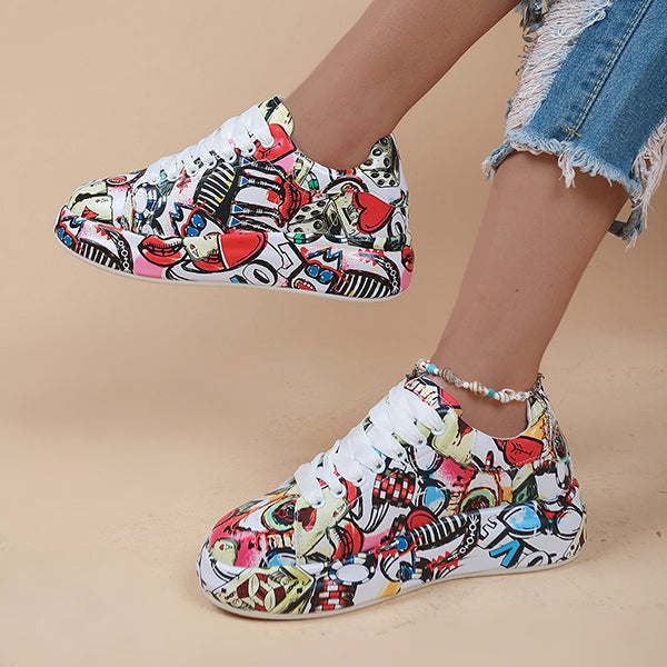 Women's Casual Graffiti Platform Sneaker