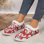 LAST DAY 50% OFF-Women's Comfort Plush Christmas Theme Canvas Ankle Boots