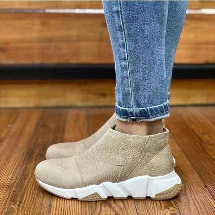 Women's Comfy Non Slip Leather Zip Up Ankle Boots