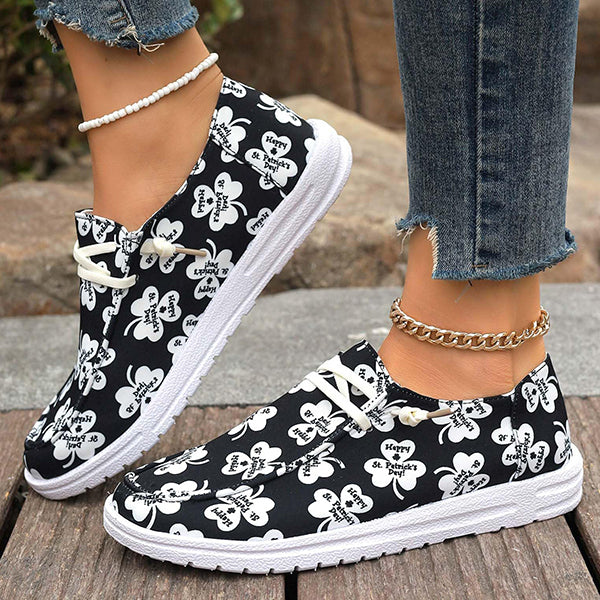 🔥LAST DAY 50% OFF - Women's Casual Comfy Lightweight Four-Leaf Clover Print Canvas Shoes