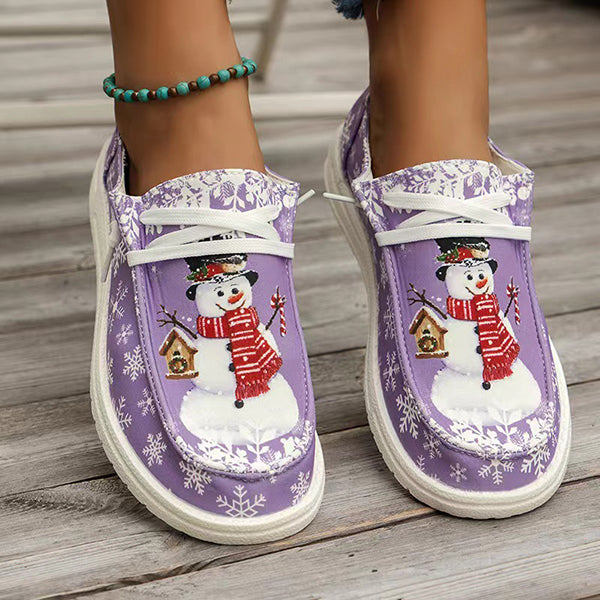 🔥LAST DAY 70% OFF - Women's Casual Comfy Snowman Pattern Canvas Shoes