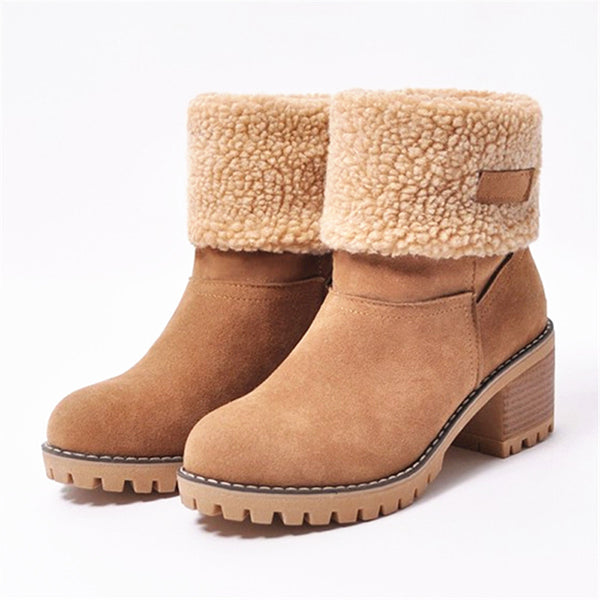 Women's Fleece Lined Chunky Heel Snow Boots