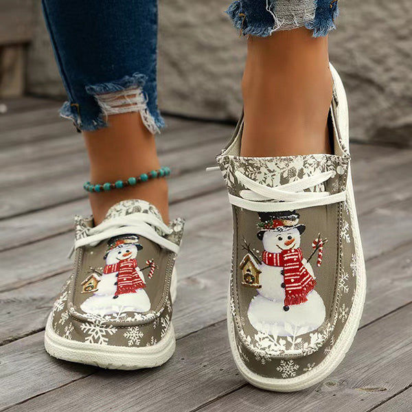 🔥LAST DAY 70% OFF - Women's Casual Comfy Snowman Pattern Canvas Shoes