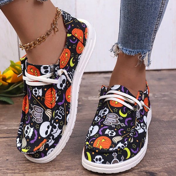 🔥LAST DAY 50% OFF - Women's Casual Comfy Lightweight Halloween Pumpkin Print Canvas Shoes