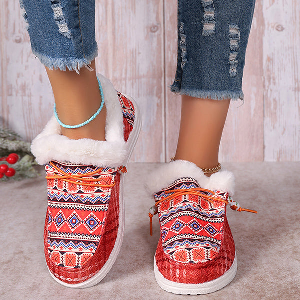 LAST DAY 50% OFF-Women's Comfort Embroidered Furry Snow Boots
