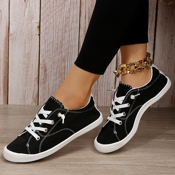 🔥LAST DAY 70% OFF - Women's Casual Lightweight Round Toe Lace-up Canvas Shoes