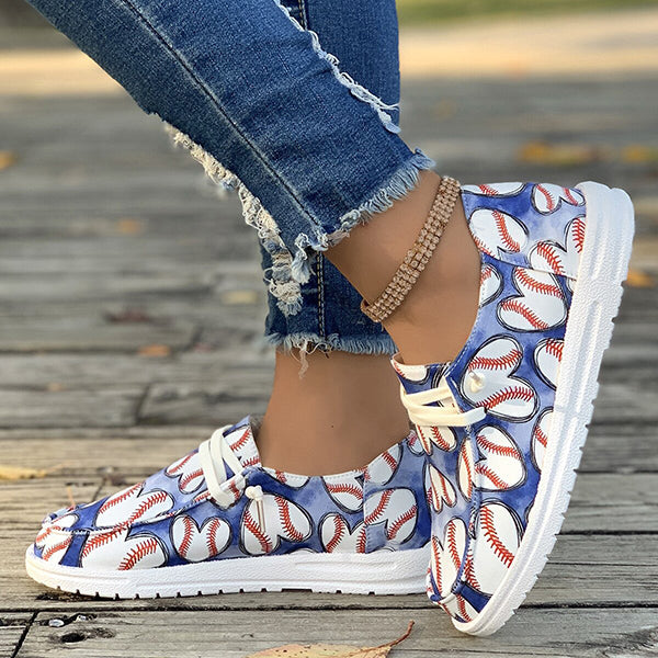 🔥LAST DAY 50% OFF - Women's Casual Comfy Baseball Print Canvas Shoes