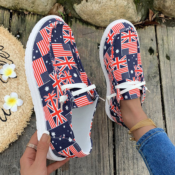 🔥LAST DAY 50% OFF - Women's Casual Comfy Lightweight Flag Pattern Canvas Shoes