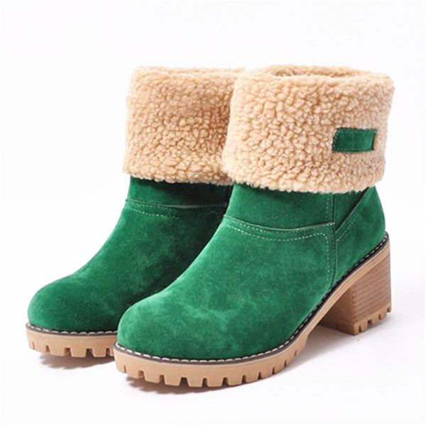 Women's Fleece Lined Chunky Heel Snow Boots