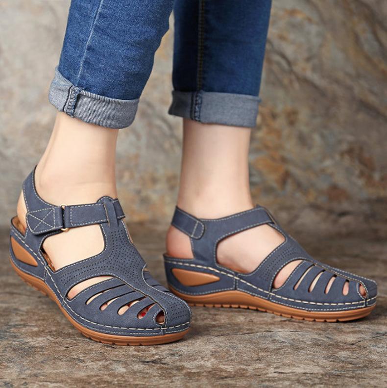 Women's Casual Bohemia Gladiator Wedge Shoes Comfortable Ankle Strap Outdoor Platform Sandals