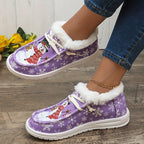 LAST DAY 50% OFF-Women's Comfort Plush Snowman Canvas Ankle Boots