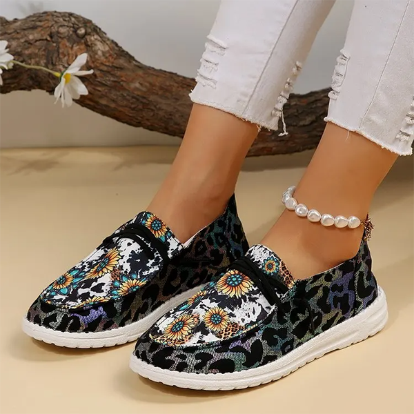 🔥LAST DAY 50% OFF - Women's Casual Comfy Lightweight Sunflower & Cow Print Canvas Shoes