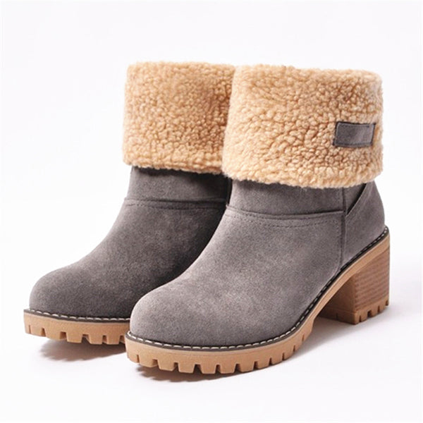Women's Fleece Lined Chunky Heel Snow Boots