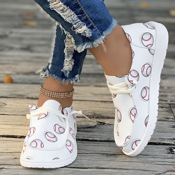 🔥LAST DAY 50% OFF - Women's Casual Comfy Baseball Print Canvas Shoes