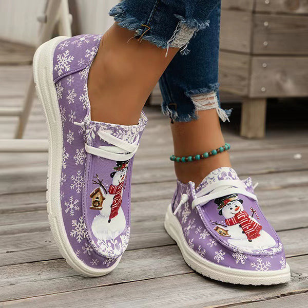 🔥LAST DAY 70% OFF - Women's Casual Comfy Snowman Pattern Canvas Shoes