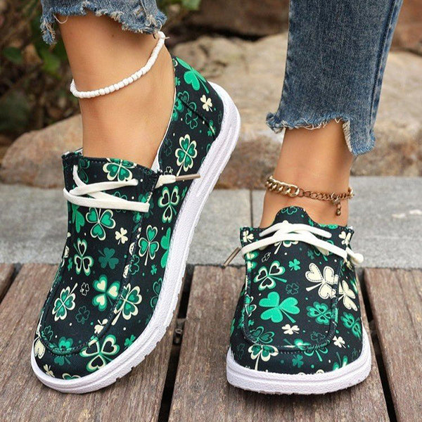 🔥LAST DAY 50% OFF - Women's Casual Comfy Lightweight Four-Leaf Clover Print Canvas Shoes