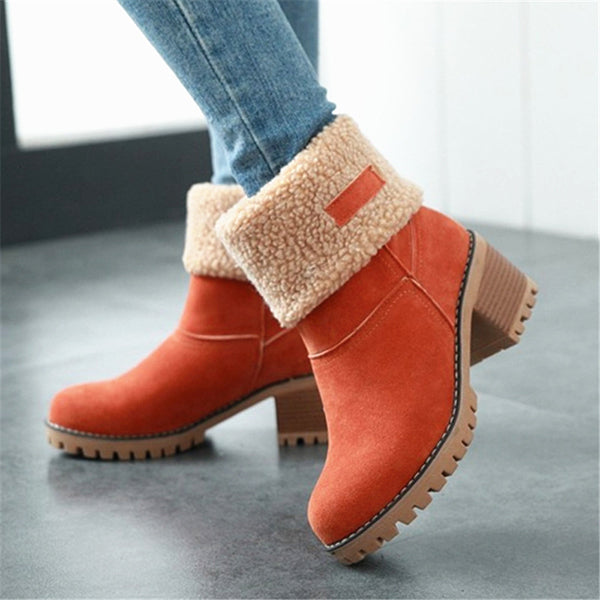 Women's Fleece Lined Chunky Heel Snow Boots