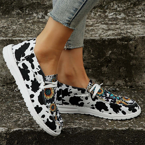 🔥LAST DAY 50% OFF - Women's Casual Comfy Lightweight Sunflower & Cow Print Canvas Shoes