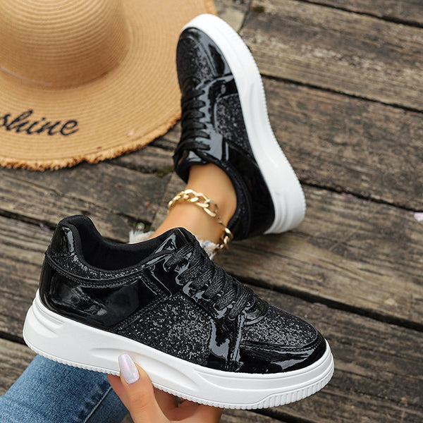 LAST DAY 70% OFF-Women's Glitter Non Slip Casual Comfort Fashion Lace-Up Thick Bottom Orthopedics Sneakers