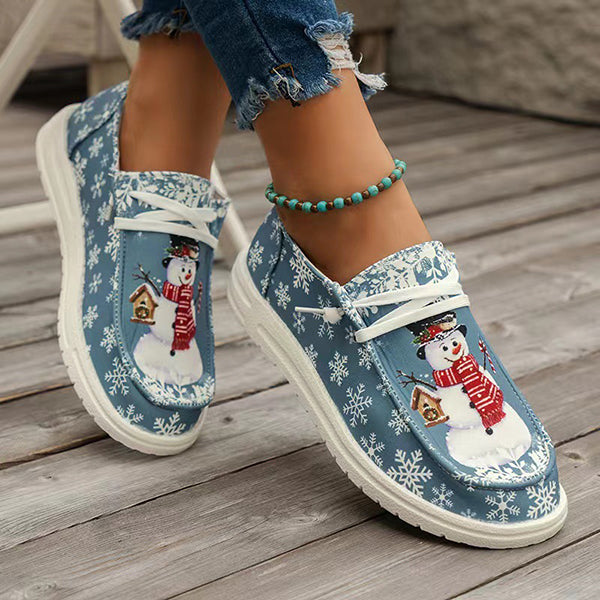 🔥LAST DAY 70% OFF - Women's Casual Comfy Snowman Pattern Canvas Shoes
