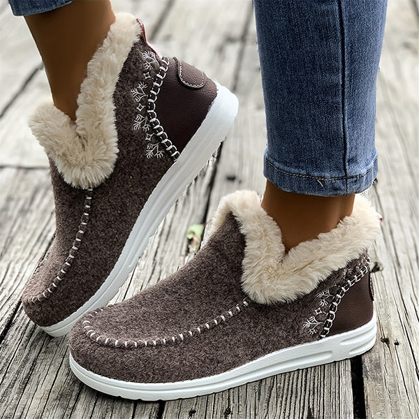 LAST DAY 50% OFF-Women's Comfort Winter Flat Faux Fur Snow Boots