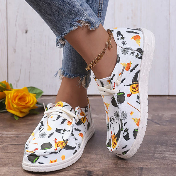 🔥LAST DAY 50% OFF - Women's Casual Comfy Lightweight Halloween Pumpkin Print Canvas Shoes