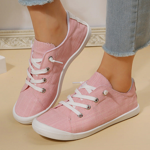 🔥LAST DAY 70% OFF - Women's Casual Lightweight Round Toe Lace-up Canvas Shoes
