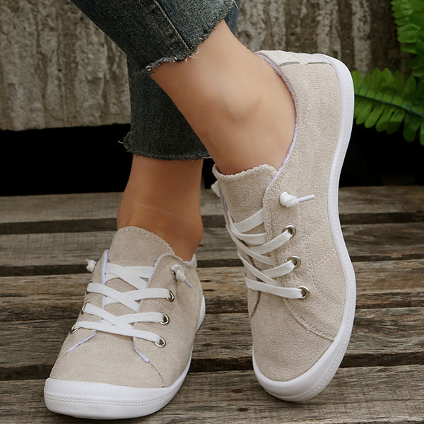🔥LAST DAY 70% OFF - Women's Casual Lightweight Round Toe Lace-up Canvas Shoes