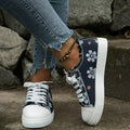 🔥LAST DAY 50% OFF - Women's Casual Comfy Embroidery Flower Lace-Up Denim Canvas Sneakers