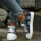 🔥LAST DAY 50% OFF - Women's Casual Comfy Embroidery Flower Lace-Up Denim Canvas Sneakers
