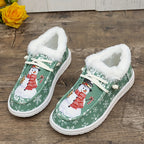 LAST DAY 50% OFF-Women's Comfort Plush Snowman Canvas Ankle Boots