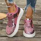 LAST DAY 70% OFF-Women's Glitter Non Slip Casual Comfort Fashion Lace-Up Thick Bottom Orthopedics Sneakers