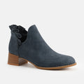 LAST DAY 75% OFF-Womens Ruffle Cut Out Chunky Low Heel Ankle Boots
