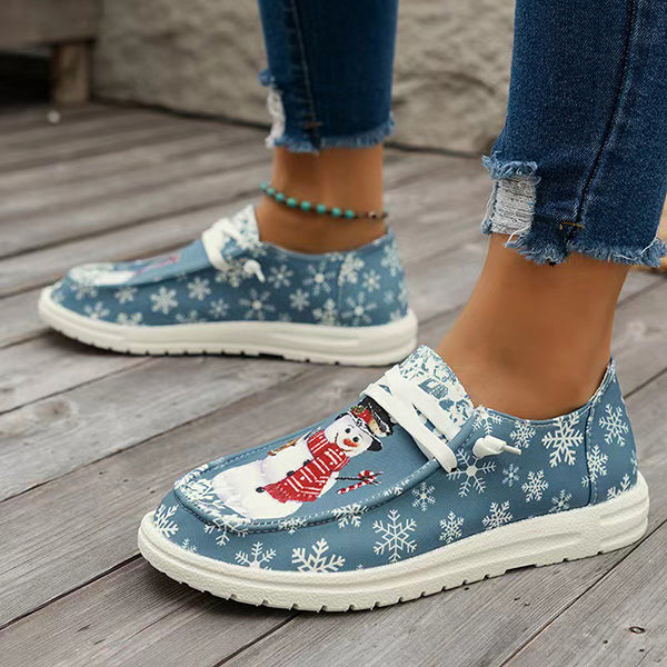 🔥LAST DAY 70% OFF - Women's Casual Comfy Snowman Pattern Canvas Shoes