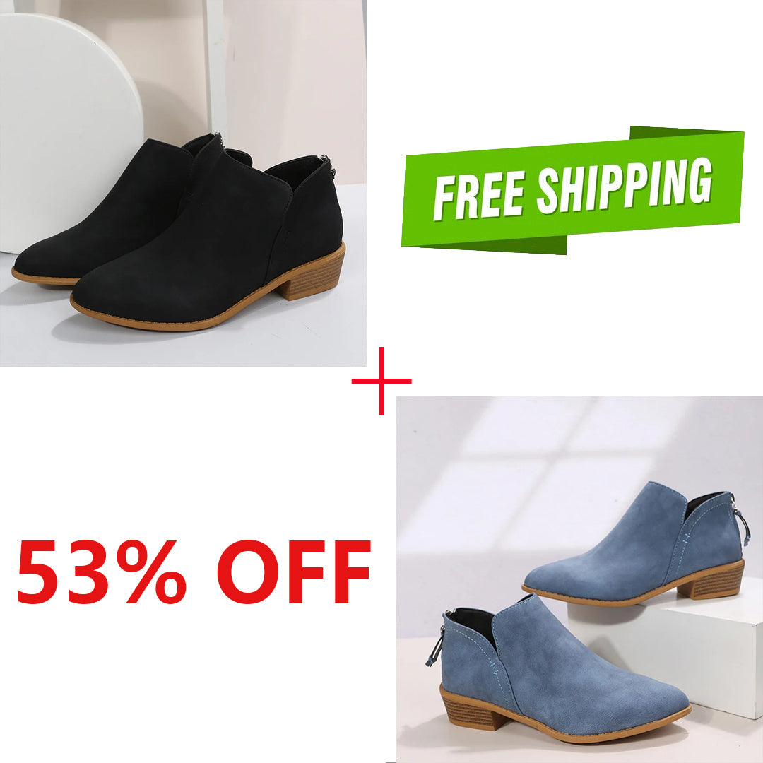 LAST DAY 75% OFF-Women's Comfortable Low Heel Ankle Zipper Chunky Boots