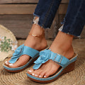 😍Last Day 50% OFF😍-2025 Women's Comfy Leather Flower Decor Wedge Sandals