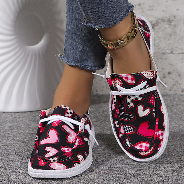 🔥LAST DAY 50% OFF - Women's Casual Comfy Lightweight Love Heart Pattern Canvas Shoes