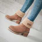 Women's Fleece Lined Chunky Heel Snow Boots