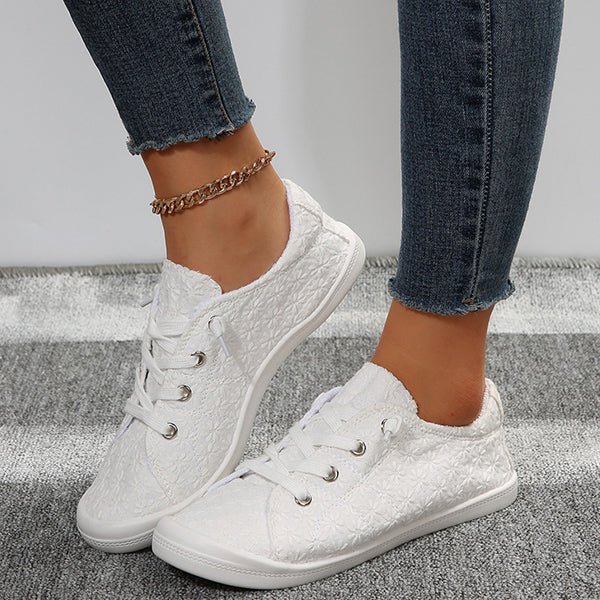 🔥LAST DAY 70% OFF - Women's Casual Lightweight Round Toe Lace-up Canvas Shoes