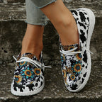 🔥LAST DAY 50% OFF - Women's Casual Comfy Lightweight Sunflower & Cow Print Canvas Shoes