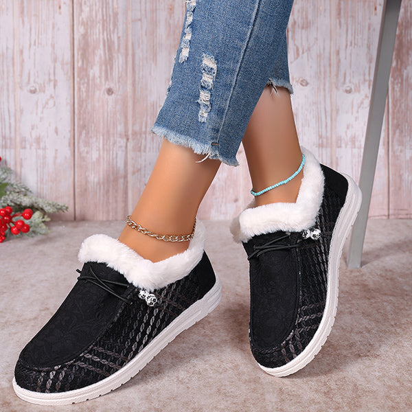 LAST DAY 50% OFF-Women's Comfort Embroidered Furry Snow Boots