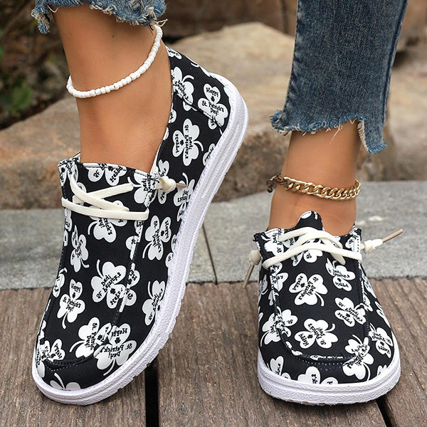 🔥LAST DAY 50% OFF - Women's Casual Comfy Lightweight Four-Leaf Clover Print Canvas Shoes